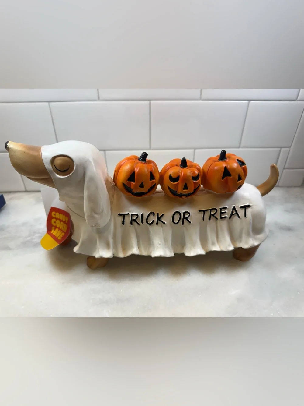 Ghost Dog Halloween Decor – Trick or Treat Dachshund with Jack-O’-Lanterns NWT